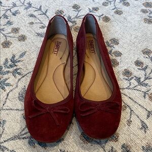 Born Deep Red Suede Flats